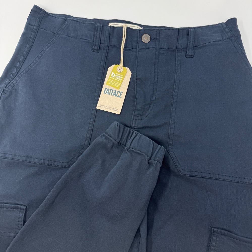 FatFace Hythe Cargo Trouser Navy Blue Women's Size 8R Jogger Tapered Leg NEW